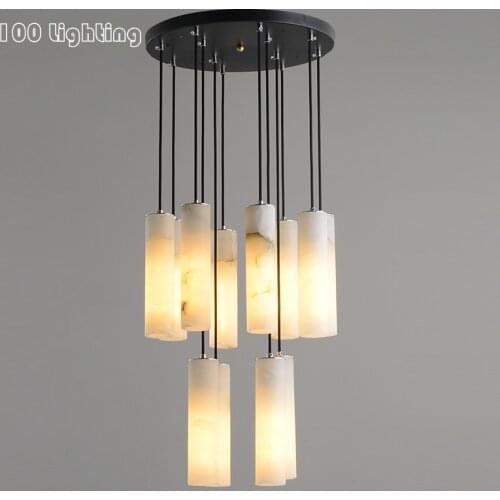 Nordic Natural Marble Pendant Lights Hotel Hall Restaurant Pendant Lamp E27 LED Bedside Hanglamp Wire Adjustable Loft Lighting