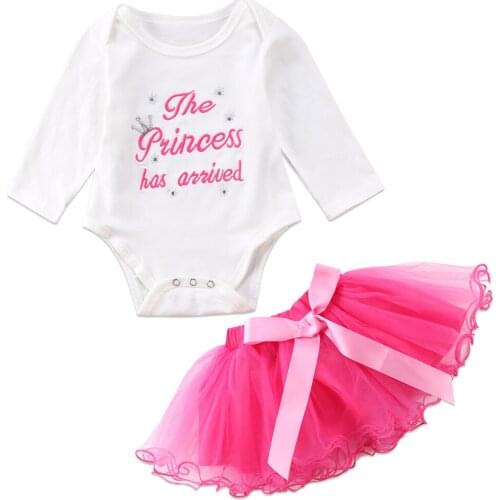 New Newborn Toddler Infant Baby Girls The Princess has arrived Bodysuit Tutu Skirt 2Pcs Outfits Cute Clothes