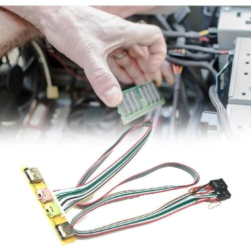 New And High Quality Power Supply Cable Adapter 2 USB Earphone USB Cable Computer Front Panel Case Port PC 6.8CM Mic Audio U7T4