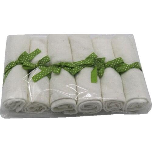 Organic premium bamboo Baby washcloths 100%bamboo fiber Natural baby towel 6 Pack/set per polybag Size 10"x10" Silk ribbons