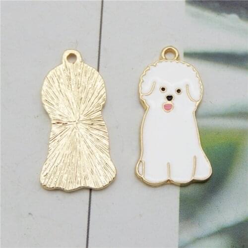 4pcs 14*28mm enamel dog charm for jewelry making and crafting fashion earring pendant necklace bracelet gold alloy charm gifts