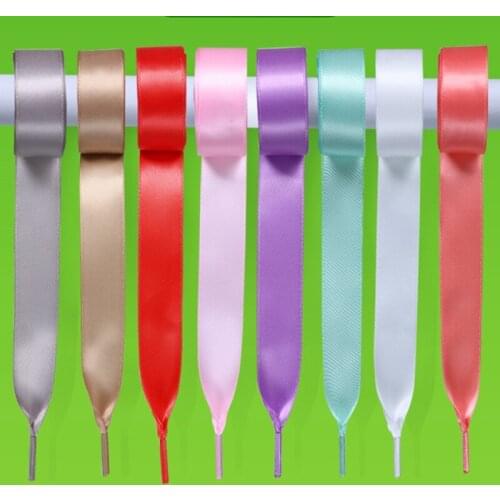 2CM Width Lace Shoelace Soft Silk Double-sided Weaving Black/White Shoe Laces Does Not Snag Girls Dance Shoes Flat Shoelaces