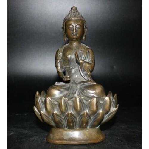 Archaize brass sit lotus Shakyamuni Buddha crafts statue