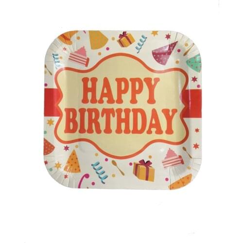 Animal Theme Disposable Tableware Party Supplies 8cps/1 Pack Square Paper Tray Birthday Party Decoration Wedding Decoration