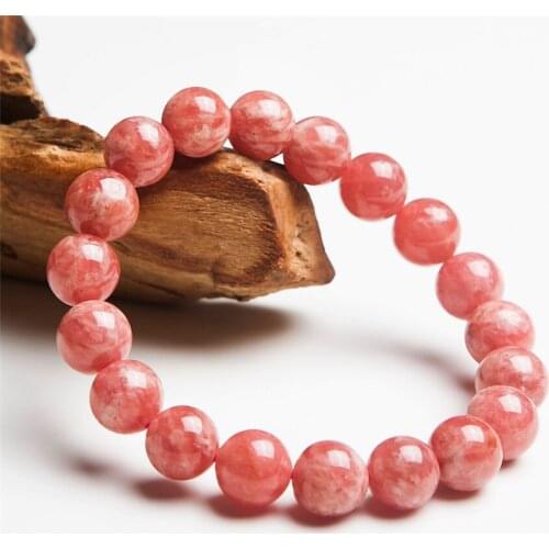 Argentina Genuine Red Natural Rhodochrosite Bracelets Women Femme 11mm Stretch Crystal Round Bead Natural Stone Bracelet