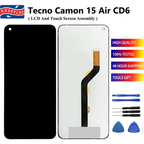 6.6" For Tecno Camon 15 Air CD6 LCD Display + Touch Screen Assembly Tecno Camon15 Air CD6 LCD + Screen Repair Part + Tool & Tape