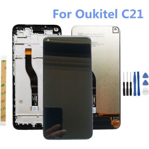 For Oukitel C21 Cell Phone LCD Display With frame And Touch Screen 6.4" Digitizer Assembly Replacement add Tools For Oukitel C21