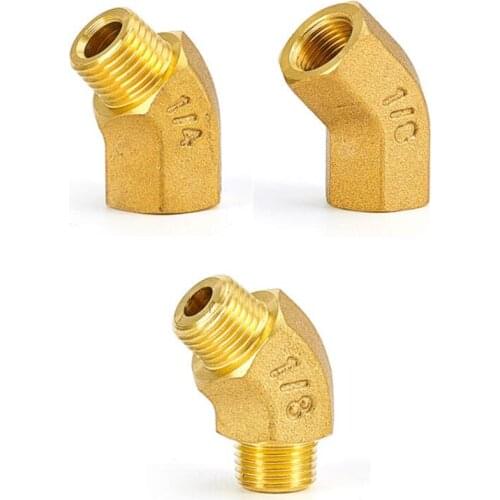 1/8" 1/4" 3/8" NPT Female Male Thread Brass 45 Degree Elbow Pipe Fitting Connector Water Gas Oil
