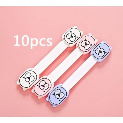 10pcs Door Drawer Cabinet Cupboard Toilet Safety Locks Baby Kids Safety Care Plastic Locks Straps Infant Baby Protection