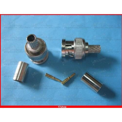 100 set RG59 BNC Plug Crimp Coaxial Connector 3-Piece for RG59 Cable NEW