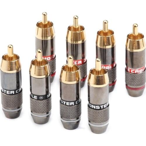 12Pcs Monster Banana Plug RCA Connector 6mm 24K Gold Plated Professional Speaker Audio Adapter Wire Connector RCA Male Plug