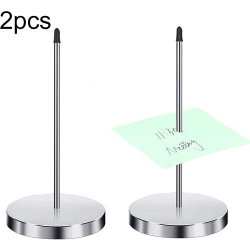 2Pcs Safe Memo Holder Spike Stick Straight Rod Metal Receipt Bill Paper Note Holder Spike with Stand Office Table Tool