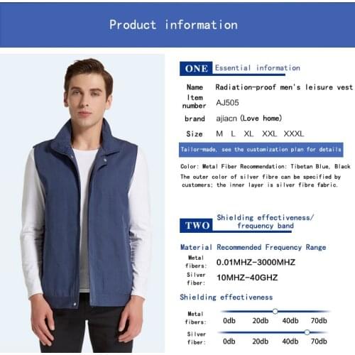 Ajiacn metal fiber & silver fiber electromagnetic radiation proof vest ,EMF sheilding work clothes with customize available