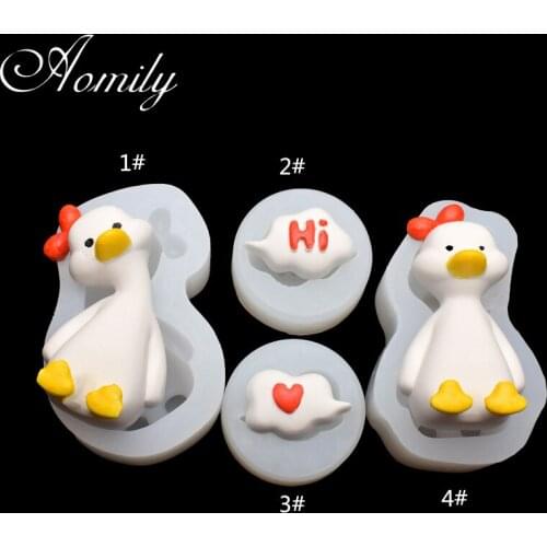 Amoliy Bowknot Couple Duck Silicone Mold Love Fondant Cake Mold Diy Aromatherapy Mold Cake Decoration Accessories Baking Mold