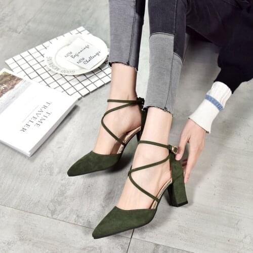 Summer new Sandals Female High Heels sexy pointed Flock Sandals Shoes Mujer Zapatos Mujer Pumps