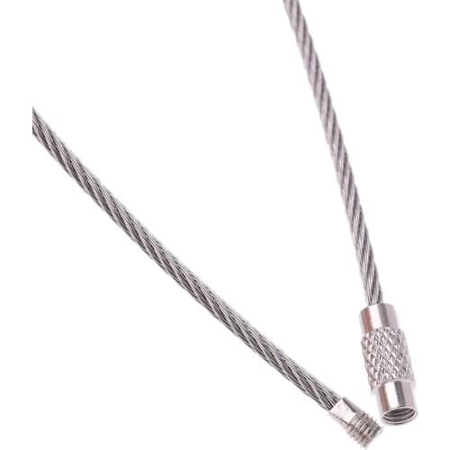 Stainless Steel Wire Keychain Cable Key Ring Chain Outdoor Luggage Tag Loop Rope F2TC