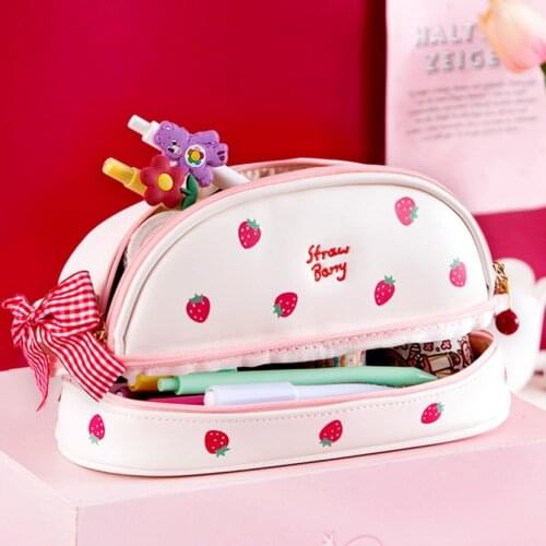 Pencil Cases Trousse Scolaire Stationery Cases School Girl Bag 2021 Kawaii Storage Fashionable Pen Case Strawberry Cosmetic Bag