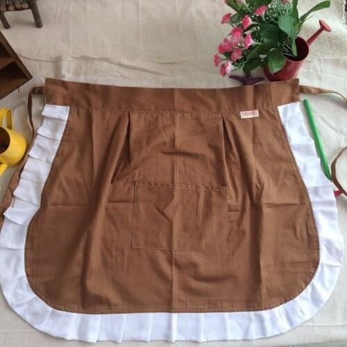 Pure cotton half body fungus apron kitchen restaurant baking housework apron European and American rural style pink rouge