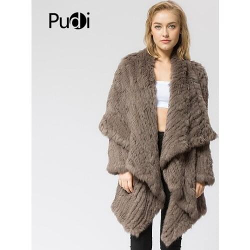 CR060 Knitted Knit 100% Real Rabbit Fur Coat Overcoat Jacket Russian Womens Winter Thick Warm Genuine Fur Coat