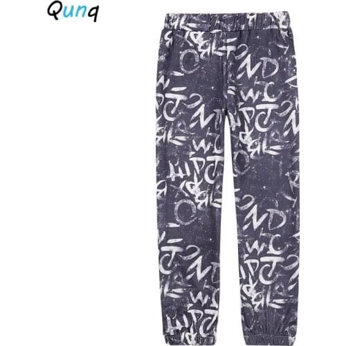 Qunq Baby Toddler Teens Girls Pant Letter Print Gray Skinny Leggings for Kids New Elastic Waist Spring Fall Children Trousers