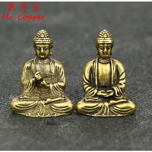 Pure Copper Buddha Statue Ornaments Small Sakyamuni Sculptures Home Decor Desk Decorations Car Brass Lucky Feng Shui Figurines