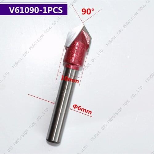 6mm*10mm*90Degree,1pcs,Free shipping CNC Engraving Woodworking Milling Cutter,Tungsten Solid carbide End Mill,3D V Router Bit