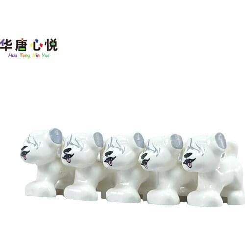 City Animals 5 Pcs a Lot Pug Dogs Lovely Mini Bricks Educational Assemble DIY Toys For Children Animal Compatible Building Block