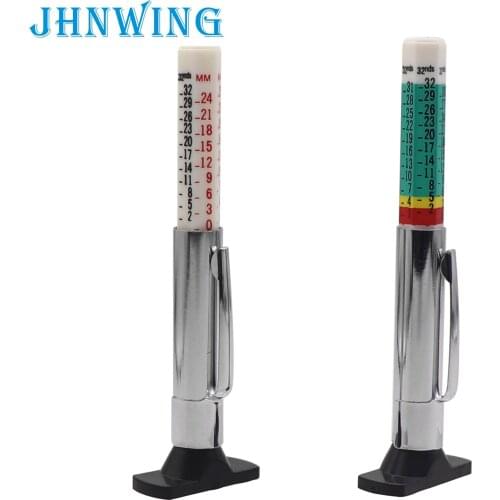 2 pcs/pack Pencil Style Tire Tread Depth Gauge with Pocket Clip 0-25mm 0-32nds