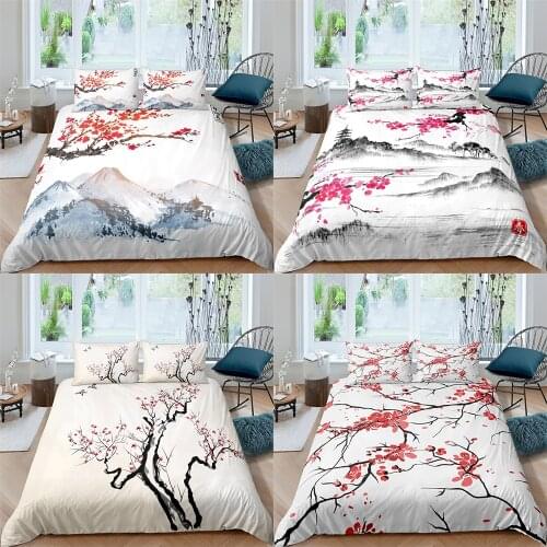 Flower Duvet Cover Set Cherry Blossoms Home Decor Bedding Set Bed cover Boys Girl Home Textile Floral Bedclothe Bed Set