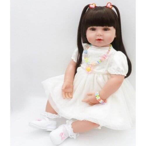 58cm Reborn Baby Doll Fashion Cute Long Release Princess Doll Realistic Imported Silicone Made Doll Can Sit and Lie Down