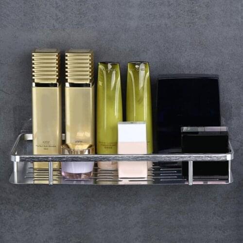 Hot sell Stainless Steel Bathroom Shelf Traceless Adhesive Tape Storage Holder Bathroom Accessories Hanging Organizer Basket
