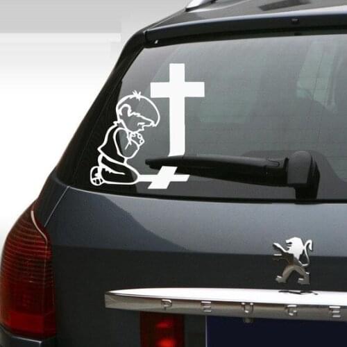 Boy Praying At Cross Car Body Stickers Window Door Decal Top Quality Waterproof ZP135