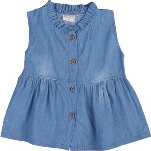 Cute Newborn Kids Baby Girls Summer Beach Floral Sleeveless Denim Princess Party Pageant Dresses