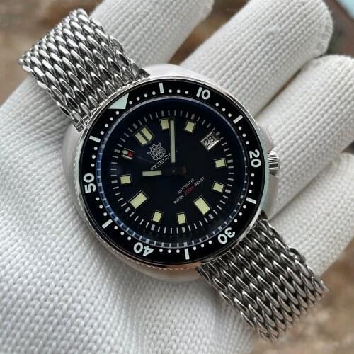 SD1970 Steeldive Brand 44MM Men NH35 Diving Watch with Shark Mesh Band