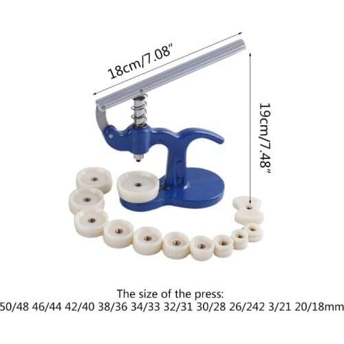 Watch Press Set, Watch Back Case Closer, Watchmaker Watch Repair Tool Kit with 12pcs Fitting Dies