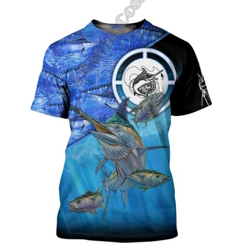 PLstar Cosmos Tuna MaHi Marlin NewFashion Fishing Fisher Animal Funny 3DPrint Men/Women Unisex Summer T-Shirt Short Sleeve A2