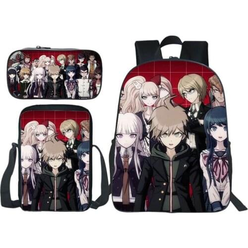 New Anime Danganronpa Backpack Monokuma School Bag Black&White Bear Pattern Student Teenagers Bookbag Women Men Travel Mochilas