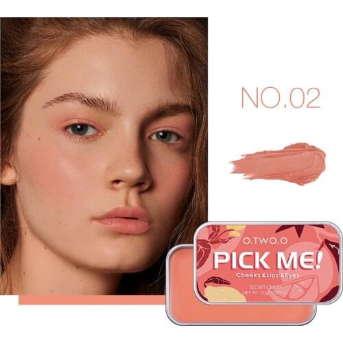 O.TWO.O Newest 3 In 1 Blush Eyeshaodow Lipstick Multifuntion Makeup Cream Make Up Peach Face Blusher Contouring Palette