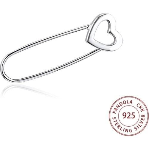 Original Me Safety Pin With Love Heart Brooch Pendant Beads Fit 925 Sterling Silver Charm Bracelet DIY Jewelry Making Wholesale