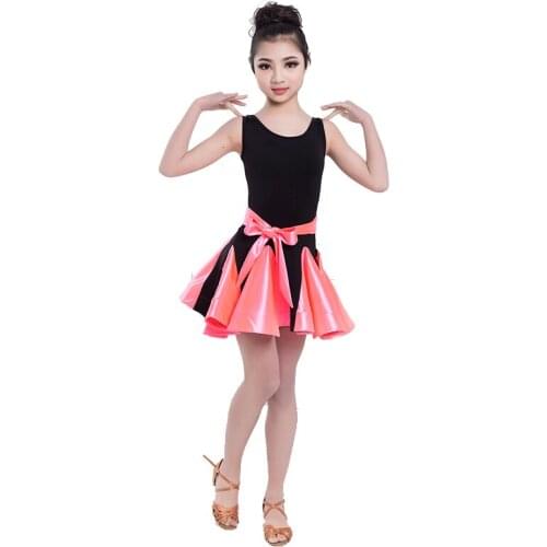 Girls Latin Dance Dress Sleeveless Uniform Siamese Kids Ballet Dancing Practice Suit Girls Flamengo Dancing Costumes D-0274