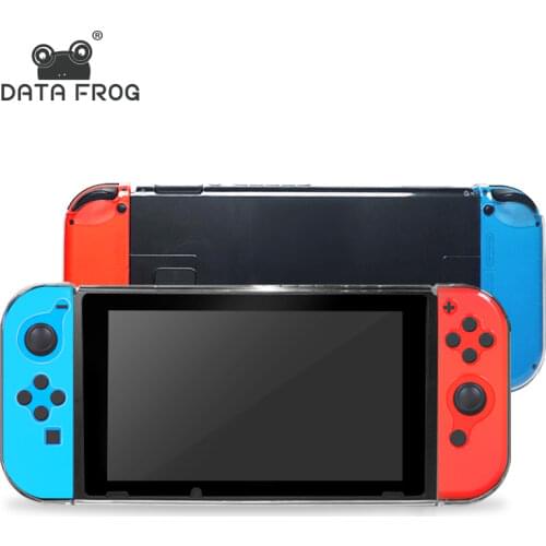 DATA FROG Crystal Clear Cover Case For Nintendo Switch Transparent Protective Shell With Tempered Glass Screen Protector For NS