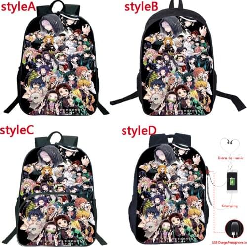 New 4 Styles Cool Demon Slayer Backpack Students Kimetsu No Yaiba Schoolbag Child Bookbag Boys Girls Teens Anime Travel Rucksack