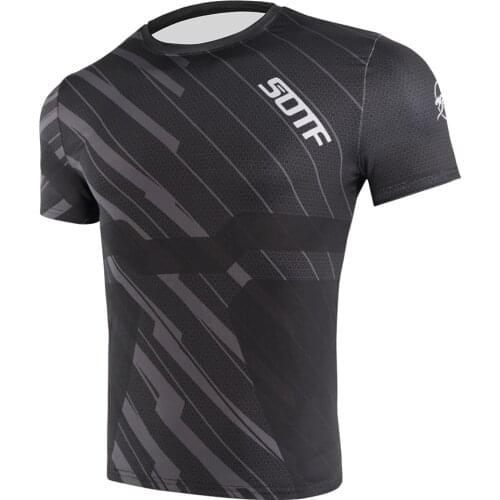 SOTF Irregular Lines Breathable Men Sport Running T-shirt Fitness Gym Clothing Workout Shirt Outdoor Sportwear Short Sleeves men