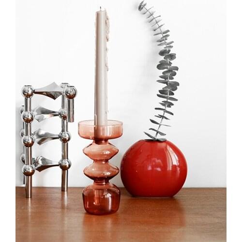 Glass Flower vase geometric design vertical glass vase candle stand