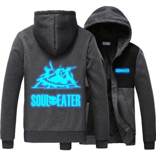 Anime Cos Soul Eater MAKA ALBARN luminous Coat hoodie feece jacket Soul Eater Black Star stitching Noctilucent hoodie jacket