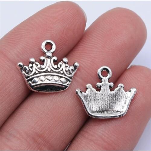 Tristana 20pcs 17x15mm Antique Silver Color Antique Gold Color Crown Charms For Jewelry Making DIY Jewelry Findings