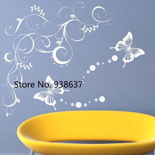 Butterfly Vine Wall Stickers Home Decoration Living Room Sofa TV Background Beautiful Plant Wall Decals Removable Sticker ZB422