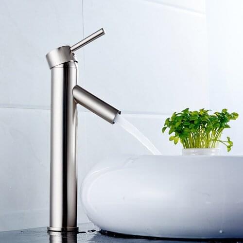Vidric 2019 bathroom single handle tall Nickel Brushed faucets hot and cold water basin mixer taps deck mounted faucet