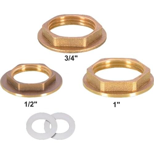 1/2/5/10pcs 1/2" 3/4" 1" Brass Hex Lock Nuts Flange Nuts Fish Tank Faucet Pipe Fitting Fastening Nut