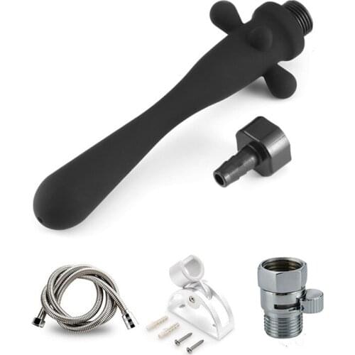 1set Shower Enema Anal Cleaning Anus Vaginal Cleaner Douche Silicone Nozzle Toilet Bidet Shower Tip Portable Bidet Sprayer